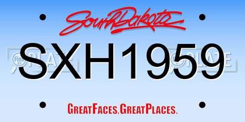 SXH1959 South Dakota License Plate