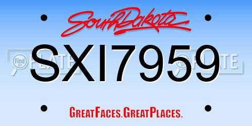 SXI7959 South Dakota License Plate