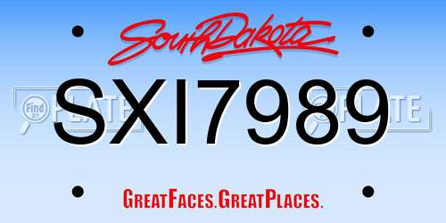 SXI7989 South Dakota License Plate