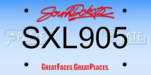 SXL905 South Dakota License Plate