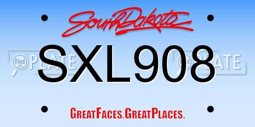 SXL908 South Dakota License Plate
