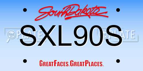 SXL90S South Dakota License Plate