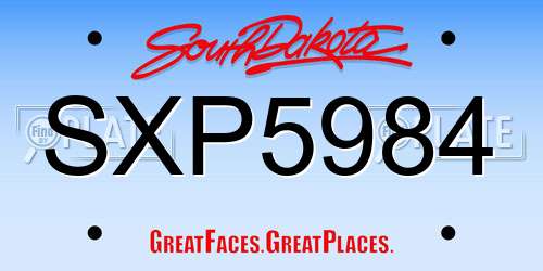 SXP5984 South Dakota License Plate