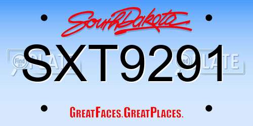 SXT9291 South Dakota License Plate