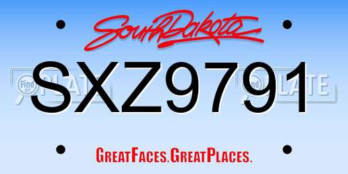 SXZ9791 South Dakota License Plate