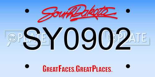 SY0902 South Dakota License Plate