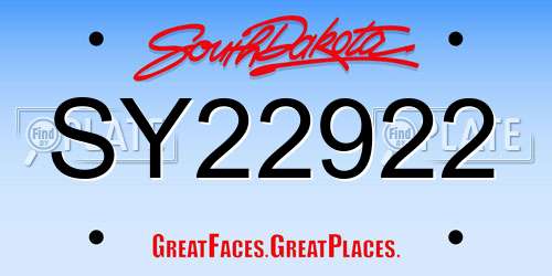 SY22922 South Dakota License Plate