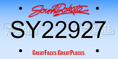 SY22927 South Dakota License Plate