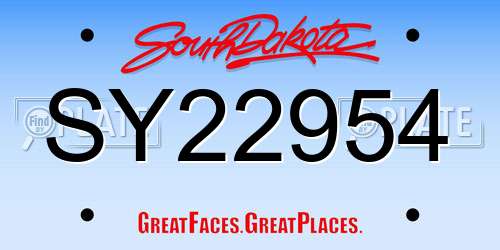 SY22954 South Dakota License Plate