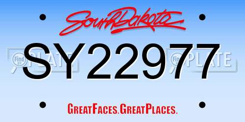 SY22977 South Dakota License Plate