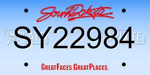 SY22984 South Dakota License Plate