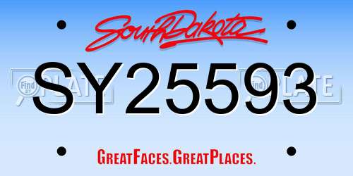 SY25593 South Dakota License Plate