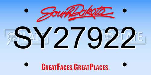 SY27922 South Dakota License Plate