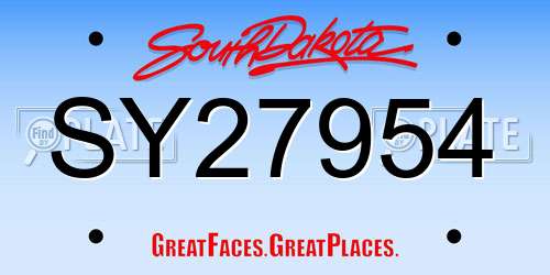 SY27954 South Dakota License Plate