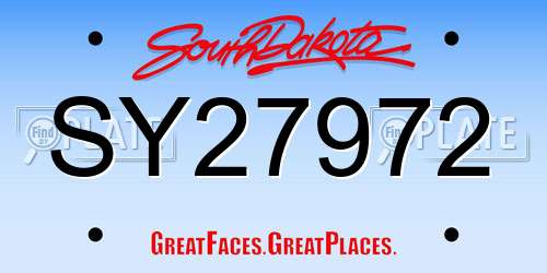 SY27972 South Dakota License Plate