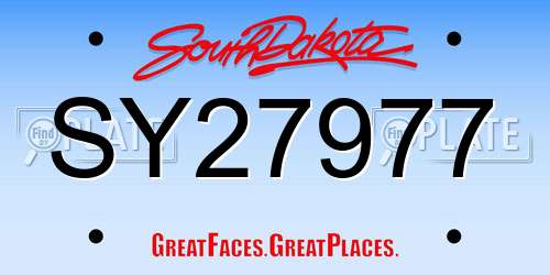 SY27977 South Dakota License Plate