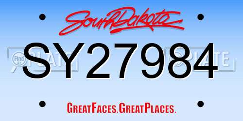 SY27984 South Dakota License Plate