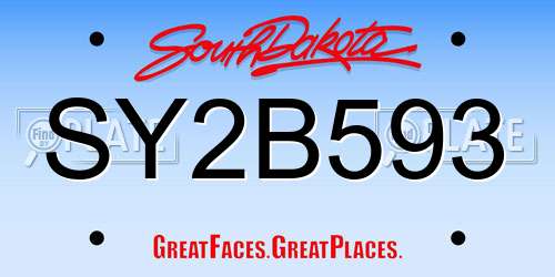 SY2B593 South Dakota License Plate