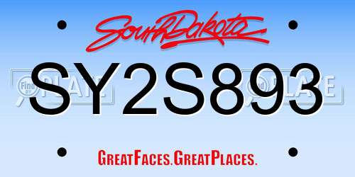 SY2S893 South Dakota License Plate