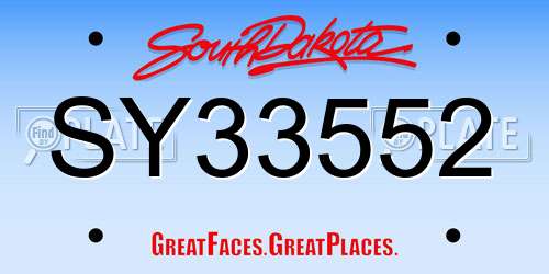 SY33552 South Dakota License Plate