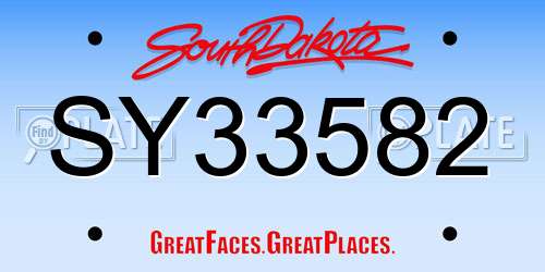 SY33582 South Dakota License Plate