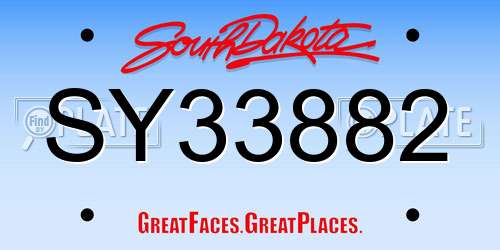 SY33882 South Dakota License Plate