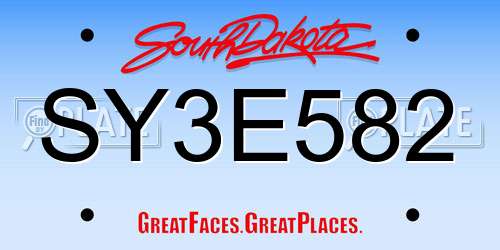 SY3E582 South Dakota License Plate