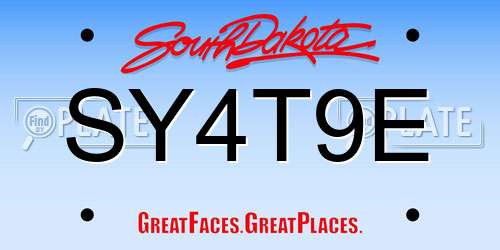 SY4T9E South Dakota License Plate