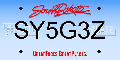 SY5G3Z South Dakota License Plate