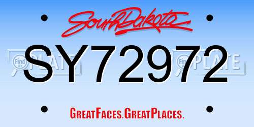 SY72972 South Dakota License Plate