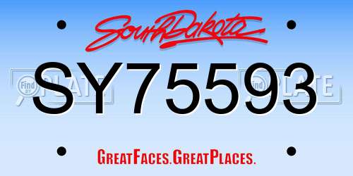 SY75593 South Dakota License Plate