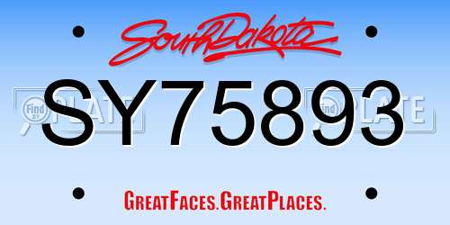SY75893 South Dakota License Plate