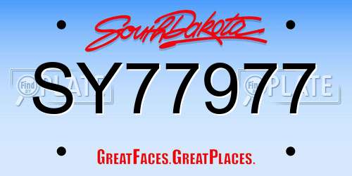 SY77977 South Dakota License Plate