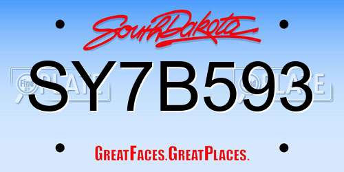 SY7B593 South Dakota License Plate