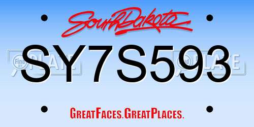 SY7S593 South Dakota License Plate
