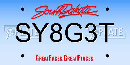 SY8G3T South Dakota License Plate