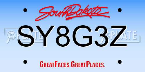 SY8G3Z South Dakota License Plate
