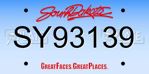 SY93139 South Dakota License Plate