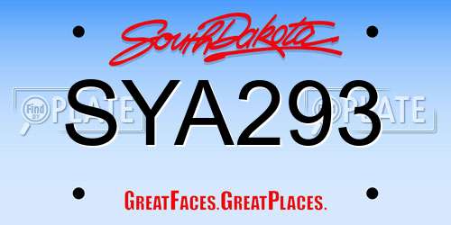 SYA293 South Dakota License Plate