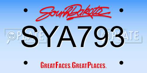 SYA793 South Dakota License Plate