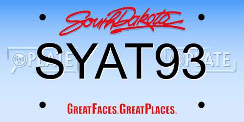 SYAT93 South Dakota License Plate