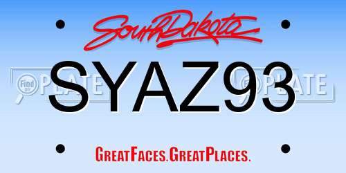 SYAZ93 South Dakota License Plate