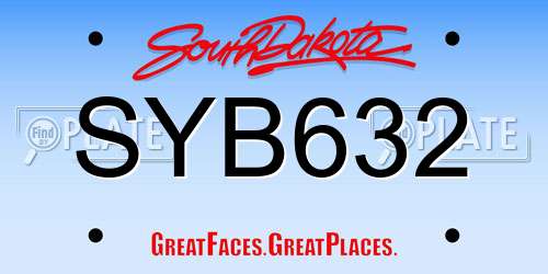 SYB632 South Dakota License Plate