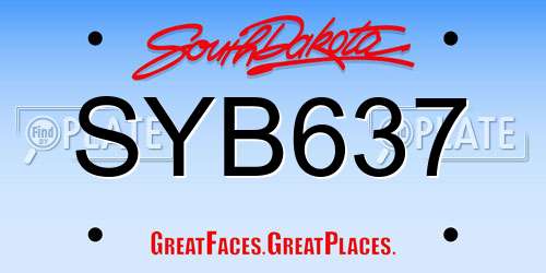 SYB637 South Dakota License Plate