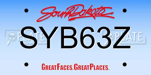 SYB63Z South Dakota License Plate