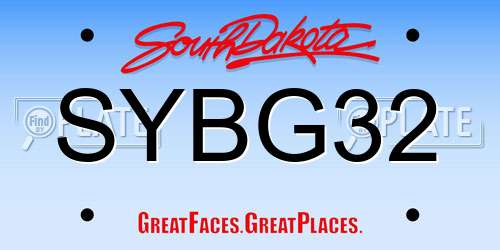 SYBG32 South Dakota License Plate