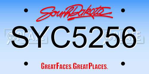 SYC5256 South Dakota License Plate
