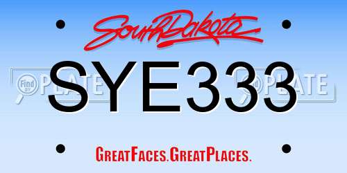 SYE333 South Dakota License Plate