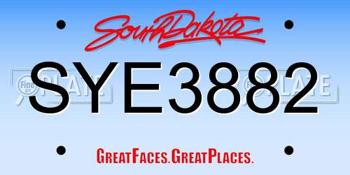 SYE3882 South Dakota License Plate