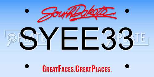 SYEE33 South Dakota License Plate